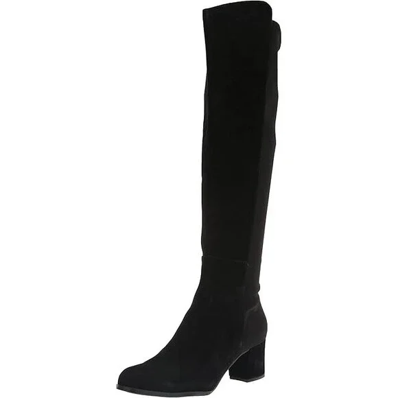 L'Amour Des Pieds Preeya Women 8 Black Block Heel Knee High Riding Boots ZPO3421
